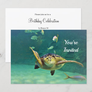 Invitation Turtle Sea Water Fish Photo Anniversaire