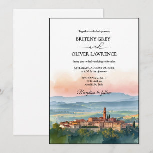 Invitation TUSCANY Italie Aquarelle Skyline Mariage photo