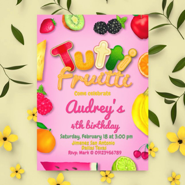 Invitation Tutti Fruitti - Fruits Anniversaire (Tutti Fruitti - Fruits Birthday Party Invitation)