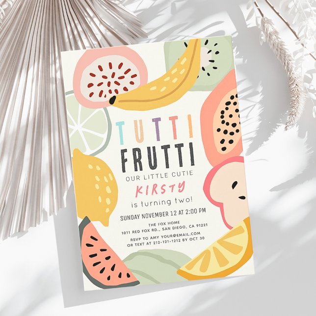 Invitation Tutti Frutti Fruit coloré 2e anniversaire (Créateur téléchargé)