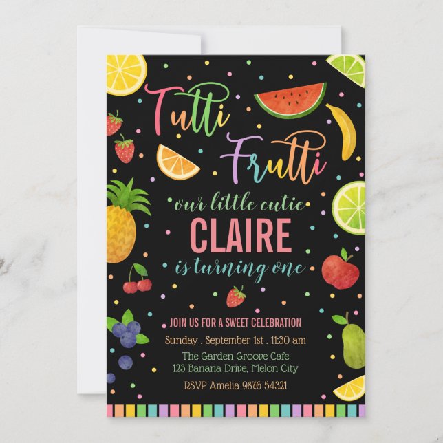 Invitation Tutti Frutti| Fruit Party Anniversaire (Devant)