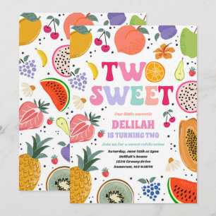 Invitation Tutti Frutti Tropical Summer Two Sweet Birthday