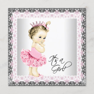 Invitation Tutu Baby Girl Ballerina Douche