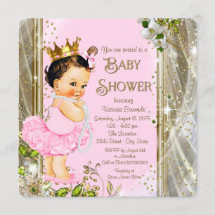 Invitation Tutu Baby shower rose or