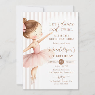 Invitation Tutu Ballerina Ballet Dancer Girl Birthday