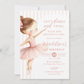 Invitation Tutu Ballerina Ballet Dancer Girl Birthday
