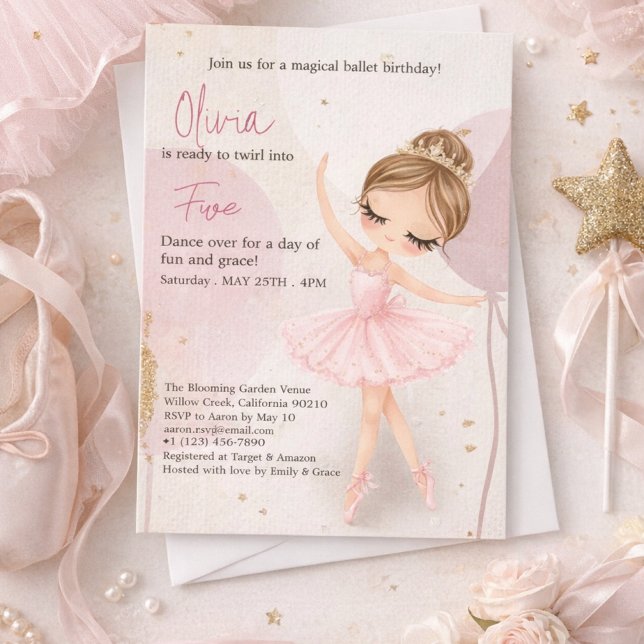 Invitation Tutu Ballerina Ballet Dancer Girl Birthday  (Créateur téléchargé)