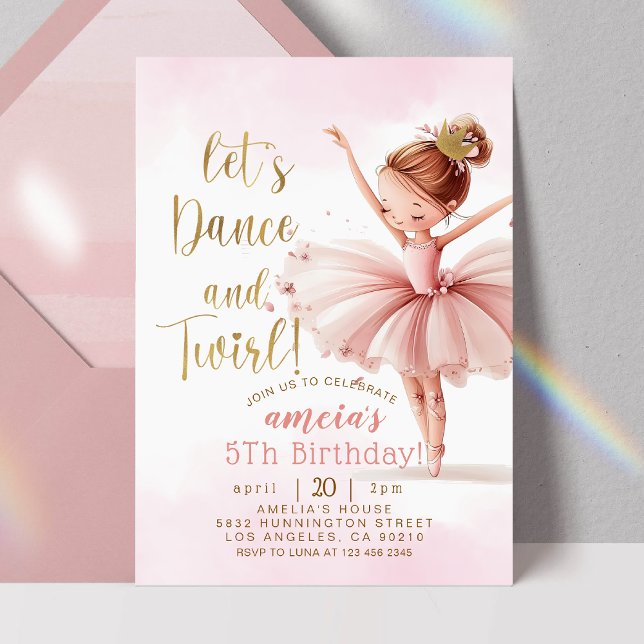Invitation Tutu Ballerina Ballet Danseuse Fille Anniversaire (Créateur téléchargé)