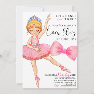 Invitation Tutu Ballerina Robe anniversaire