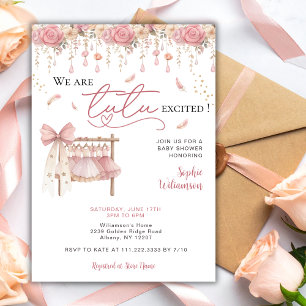 Invitation Tutu Ballerine Enthousiaste Fleur Fille Baby Showe