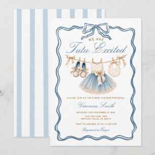 Invitation Tutu bleu et or Ballerine excitée Baby Shower