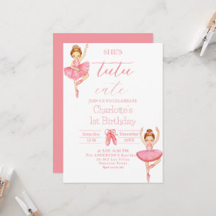Invitation Tutu Cute Ballerina Girl 1er anniversaire