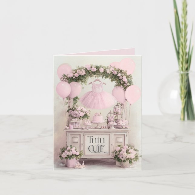 Invitation Tutu Cute Ballet Rose Ballerina Thème pour filles (Devant)