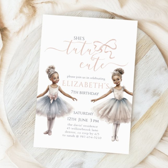 Invitation Tutu Cute Elegant Ballerina Aquarelle Anniversaire (Créateur téléchargé)