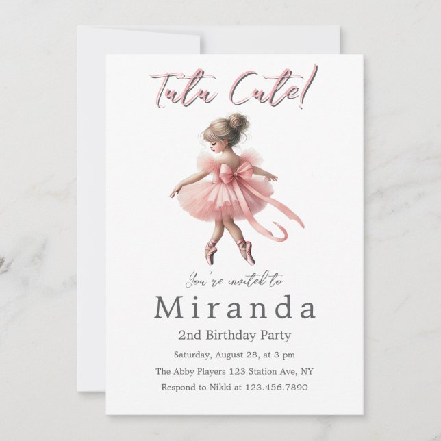 Invitation Tutu Cute | Soirée d'anniversaire Enchanted Baller (Devant)