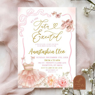 Invitation Tutu de ballerine floral rose pour une baby shower