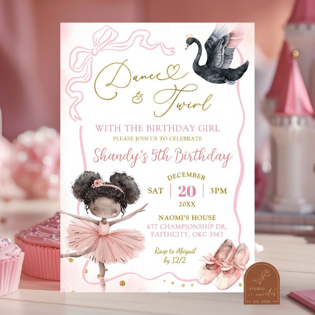 Invitation Tutu de ballerine rose Anniversaire de ballet afri (Créateur téléchargé)