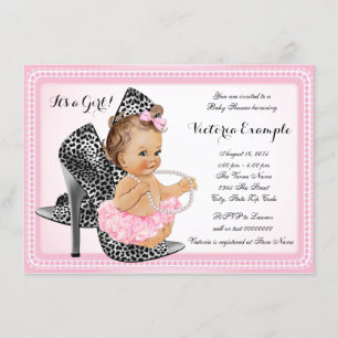 Invitation Tutu de chaussure à talon rose perle Baby Shower