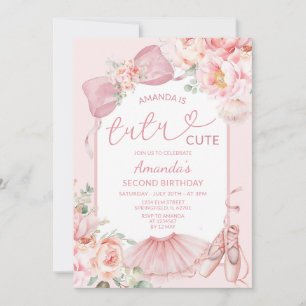 Invitation Tutu de Coquette Rose Pâle Anniversaire 2 Ans de P
