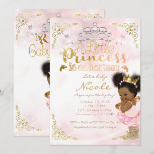 Invitation Tutu de princesse et couronne dorée Ethnique Baby 