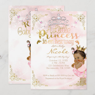 Invitation Tutu et couronne scintillante de princesse rose po