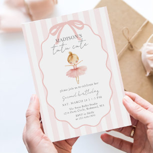 Invitation Tutu Jolies Filles Deuxième Ballerine Anniversaire