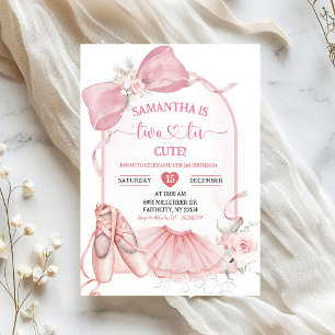 Invitation Tutu Mignon Ballerine Rose Coquette Deuxième Anniv