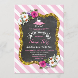 Invitation Tutu mignonne fille Rose Baby shower de ballet ros