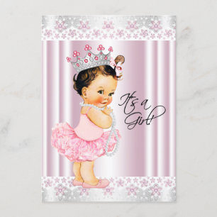 Invitation Tutu rose ballerine bébé perles et dentelle Baby S
