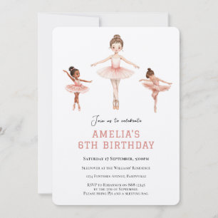 Invitation Tutu rose de ballet Petite danseuse - 6e anniversa