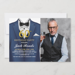 Invitation Tuxedo 60e anniversaire Photo costume Marine crava