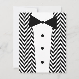 Invitation Tuxedo Chevron noir et blanc