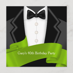 Invitation Tuxedo Mans Black Green 40e anniversaire