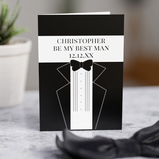 Invitation Tuxedo Mariage Be My Best Man Groomsman Card (Ask your best mate to be your Best Man with this card (or Groomsman - just change the text))