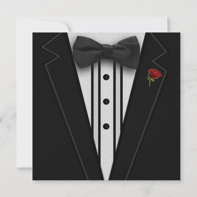 Invitation Tuxedo noir avec Cravate Bow (Dos)