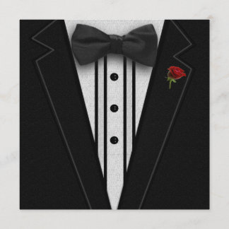 Invitation Tuxedo noir avec Cravate Bow