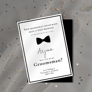 Invitation Tuxedo Noir et Blanc Classique Drôle Garçon d'Honn