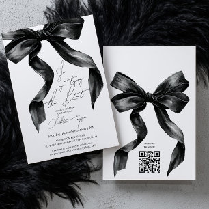 Invitation Tuyau de nouage Noir Coquette Bow Fête des mariées