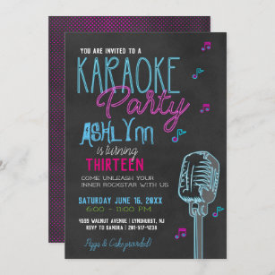 Invitation Tween/Ado Karaoke fête d'anniversaire