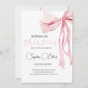 Invitation Tween Bow rose 13e anniversaire Coquette 13e nai