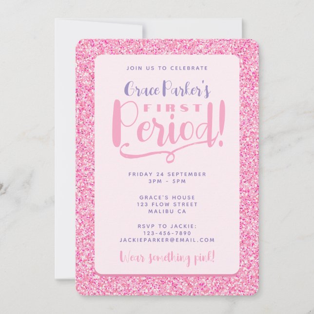 Invitation Tween rose Parties scintillant mignonne Fille Prem (Devant)