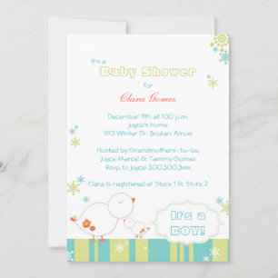 Invitation Tweet Tweet Oiseaux d'hiver Bébé Garçon Douche