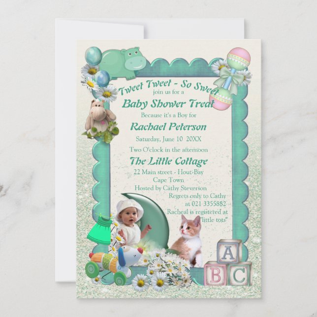 Invitation Tweets pour une Baby Shower Fille (Devant)