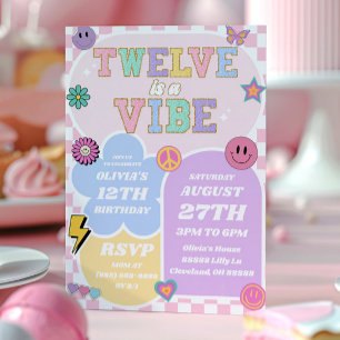 Invitation Twelve Est Un Vibe Preppy Patch 12ème Anniversaire