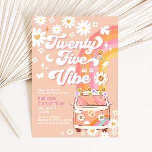Invitation Twenty Five est un Vibe Bright Pink 25e anniversai