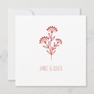 Invitation Twigs and Flowers Red et Orange Modern et