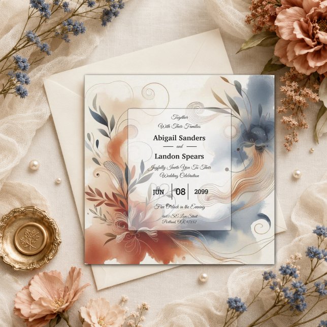 Invitation Twilight en terre cuite et Mariage de fleurs de ma (Créateur téléchargé)