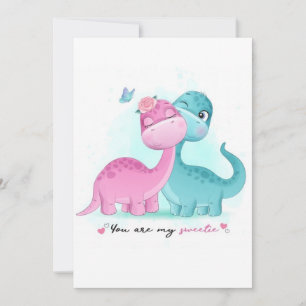Invitation Twin Aqua et Pink Dinosaur