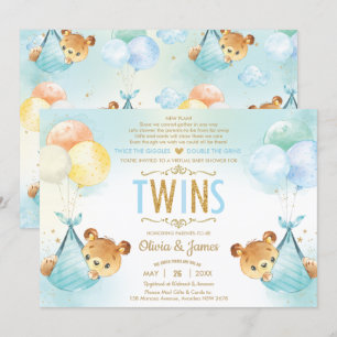 Invitation Twin Baby Boys Baby shower Nounours par la poste