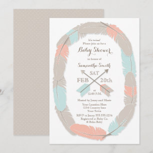 Invitation Twin Baby shower Boho Tribal Boy/Girl Twin